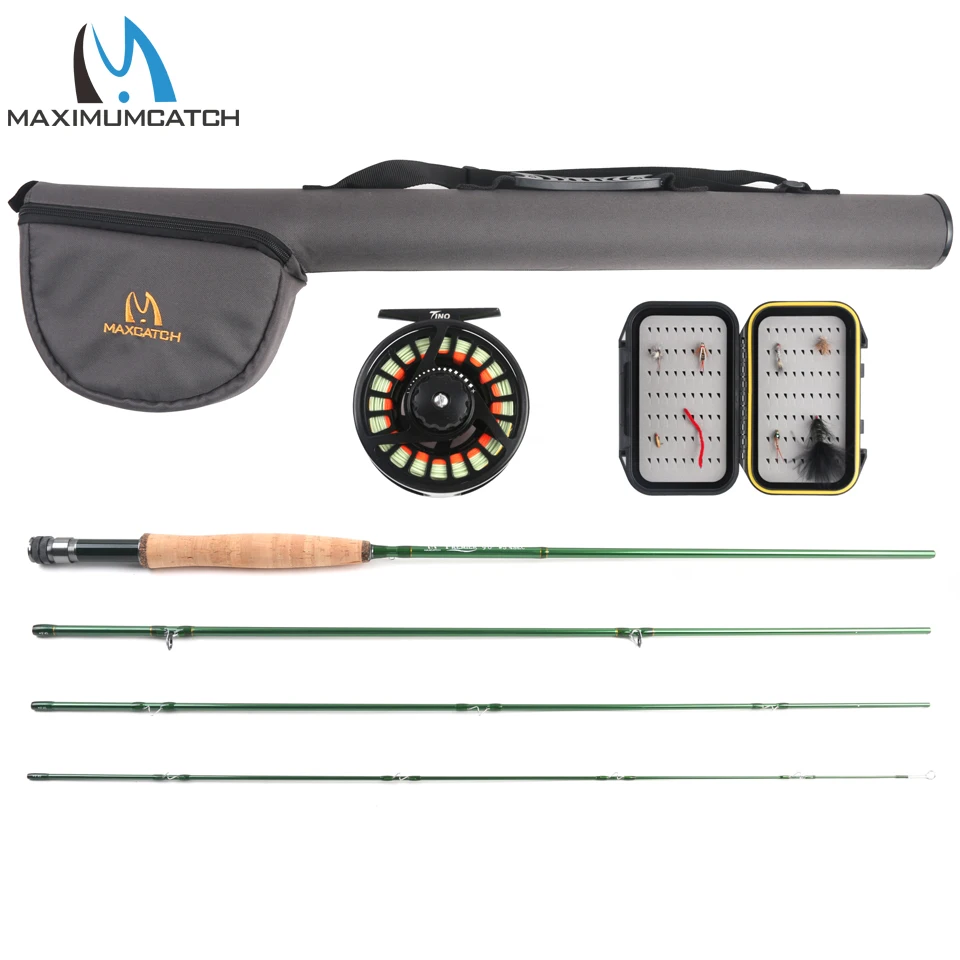 Maximumcatch 5/6WT Fly Fishing Combo 9FT быстрое действие Fly Rod Pre-Spoled Fly Reel Fly Line с Cordura triangle Tube