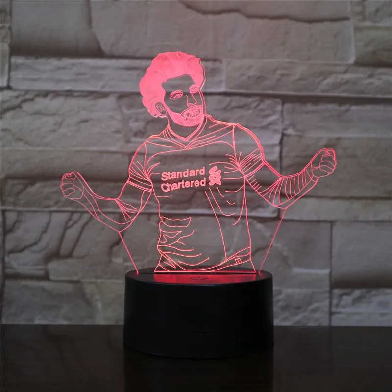

Football Player Mohamed Salah Figure 3d Led night light Touch Sensor 7 Color Changing table lamp bedside decorative lights led
