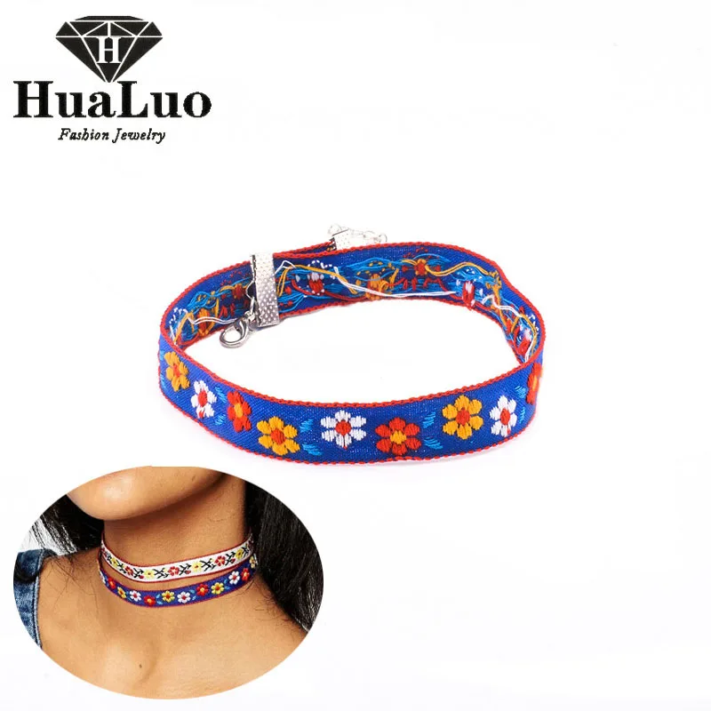

Wholesale Handmade Jewelry Embroidered Choker Necklace Short Vintage Necklace Flower Shape Frome India Christmas Gift NW3258