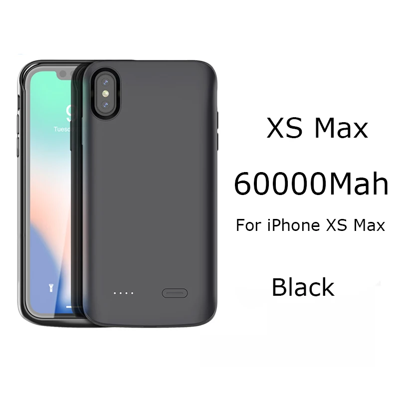 Перезаряжаемое зарядное устройство чехол 6000 мАч для iPhone XR XS Max защитный чехол для зарядки резервный аккумулятор чехол для iPhone X XS - Цвет: iXS Max Black 6000mA