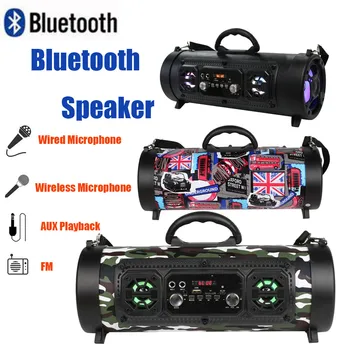 

Portable Outdoor Bluetooth Speaker Wireless Subwoofer LED Light Multifunctional TF Card Surround Sound Speaker with Microphone