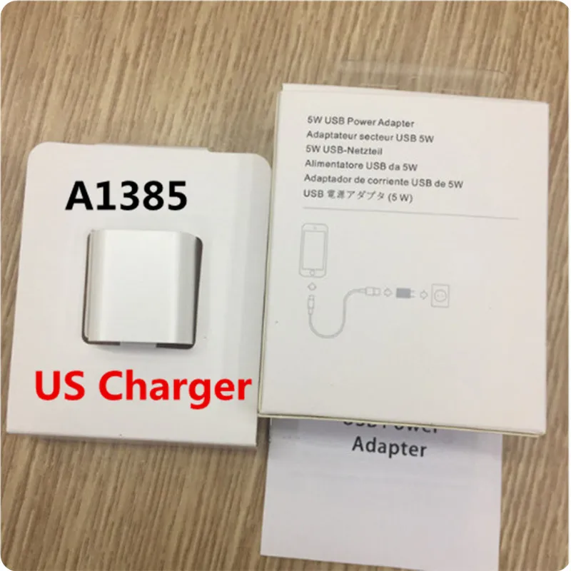 

10pcs/lot High Quality A1400/A1385 5V/1A EU/US USB charging Adapter For 8 x 5 5S 6 6s 7 xs max plus with retail box