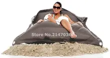 Grey color outdoor buggle up bean bag chair, sand external beanbags lounge, waterproof and dirt resistent