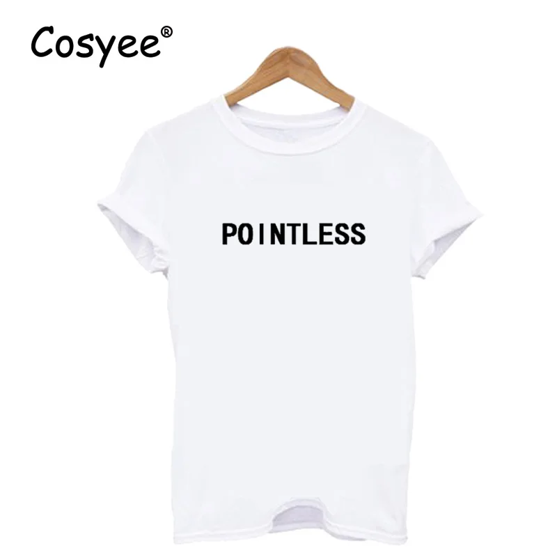 Black White Letter POINTLESS Print Women's Summer Hipster Fashion