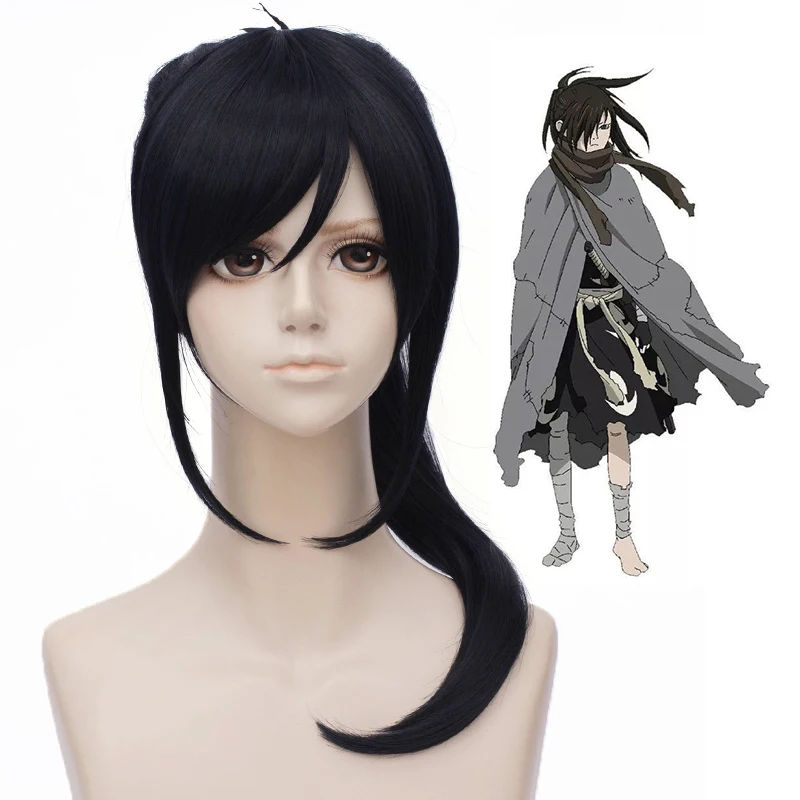 Аниме Dororo Hyakkimaru кимоно парики синий смешанный черный парик для косплея Хэллоуин вечерние+ парик Кепка