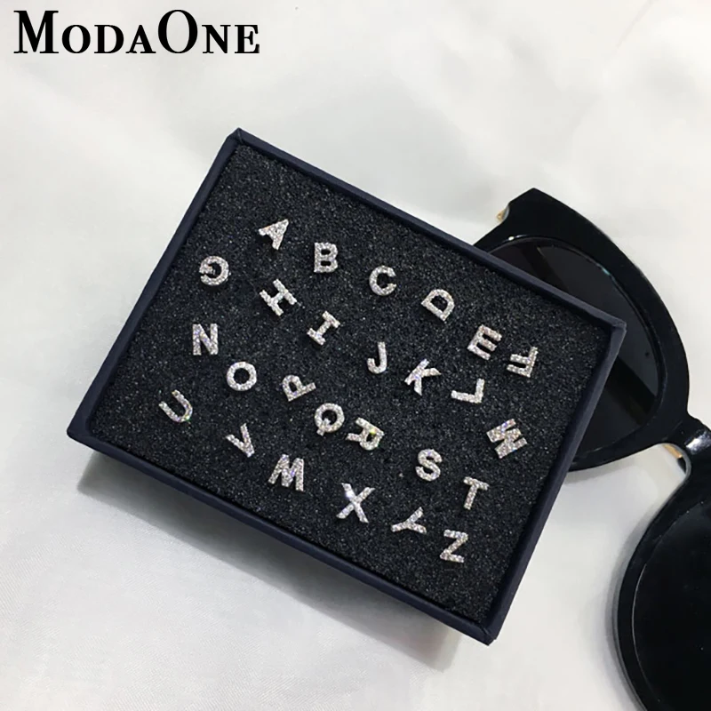 

ModaOne 26 Letters Initial A to Z Cute Zircon 925 Sterling Silver Stud Earrings For Women Girl Fahsion Jewelry Aretes De Mujer