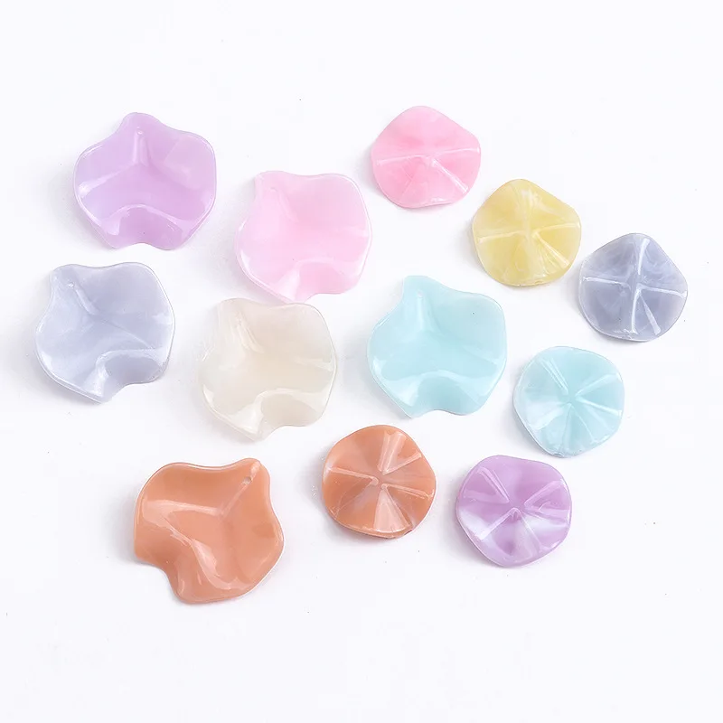 

SEA MEW 50 PCS Earrings Accessories Colourful Resin Petal Pendant Connectors Trendy Charms For Jewelry Making