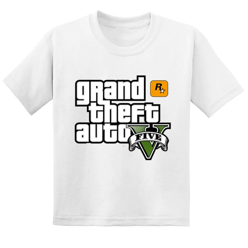 Детская летняя хлопковая одежда для малышей Лидер продаж, GTA Street Fight Long с GTA 5, детские футболки повседневные футболки для мальчиков и девочек - Цвет: White-B-