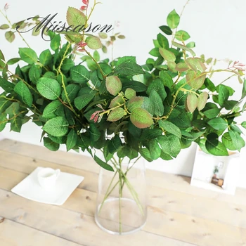 

Green rose stem with Leaves Artificial Flower For Wedding Decoration Garland Rose Leaf Foliage Decorative Craft Fake DIY Flowers