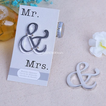 

50pcs "Mr. and Mrs." Ampersand Bottle Openers Beer Bottle Opener Party Supplies Favor Wedding Gift For Guest Silver Color