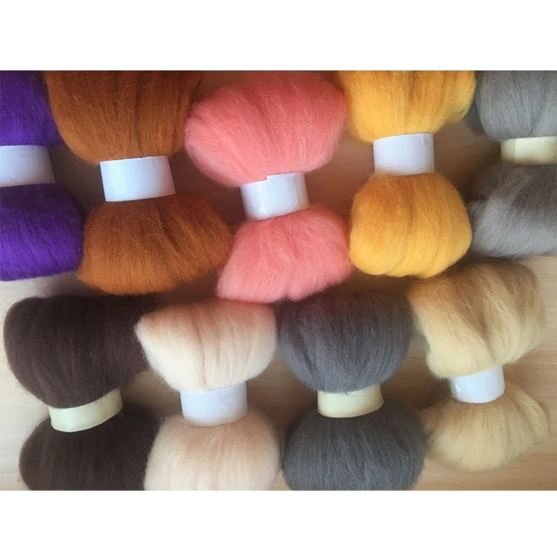 WFPFBEC Queensland sheep wool felt fiber DIY home handmade wool felt poke fun 10g/9pcs/lot 90g+gift