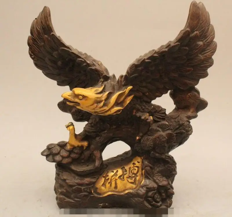 

S03201 9" Chinese Folk Feng Shui Bronze Fly Hawk Eagle King of ds Statue Sculpture (A0321)