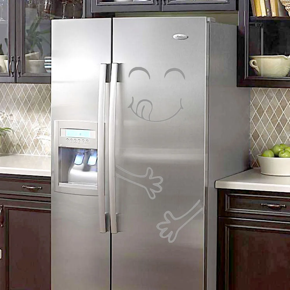 

Cute Sticker Fridge Happy Delicious Face Kitchen Fridge Wall Refrigerator Vinyl Stickers Art Wall Decal Cute Home Decorations