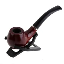 Ebony madeira fumar conjunto tubo artesanal marrom tubo de tabaco 14cm tubo de madeira clássico dobrado tubos presente cigarro charuto tubo(China)
