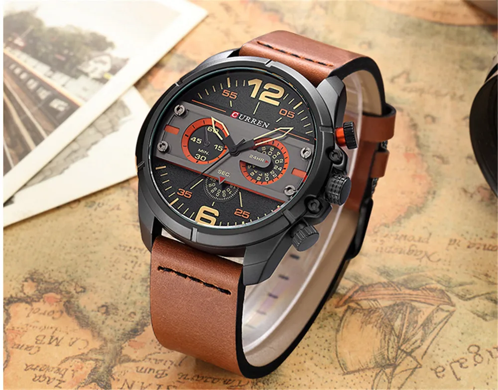 CURREN новые часы мужские Топ люксовый бренд армейские военные часы Мужские Кожаные Спортивные кварцевые наручные часы Relogio Masculino 8259