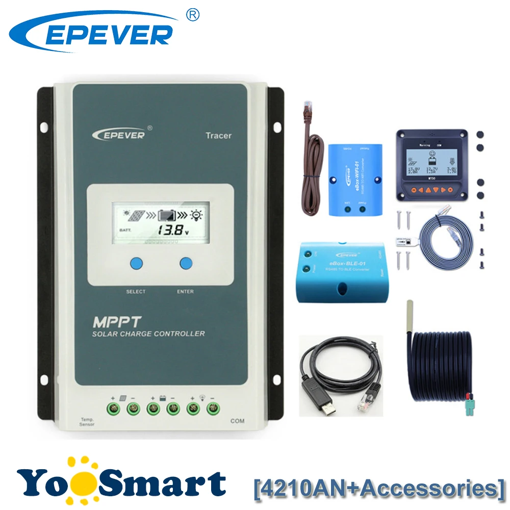 

40A MPPT EPEVER TRACER Solar Charge Controller 12V 24V LCD Diaplay Solar Regulator EPsloar Temp Sensor RS485 Communication Cable