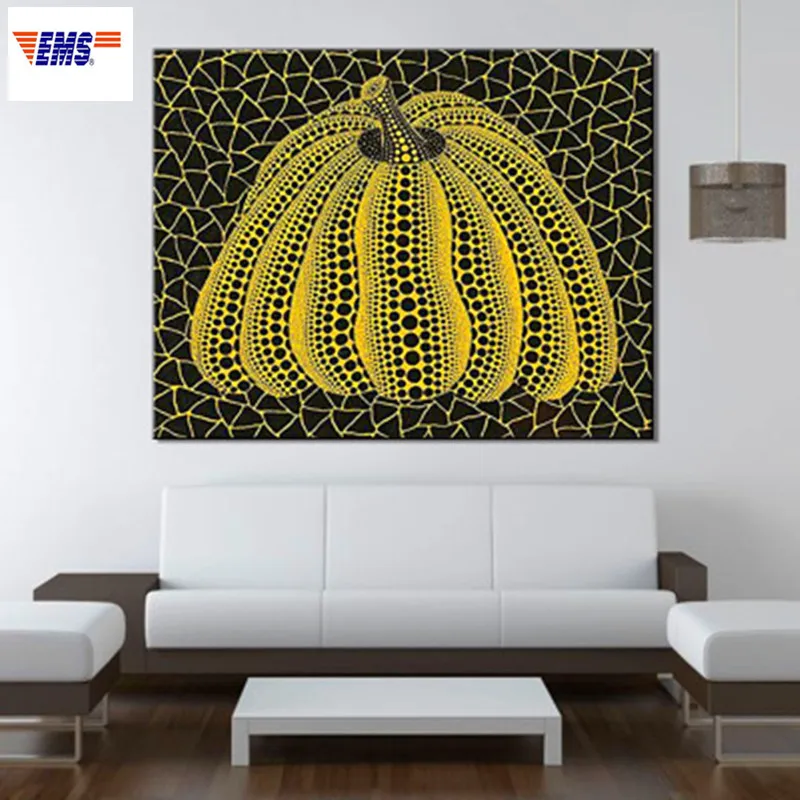 

Yayoi Kusama Wave Point Pumpkin Abstraction Solid Wood Frameless Canvas Painting Television Background Wall Ornaments X1338