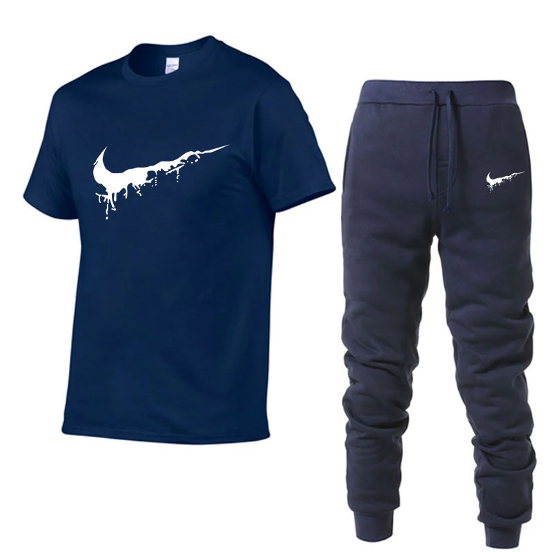 

2020 New Brand Sets Men T Shirts+pants Two Pieces Sets Casual Tracksuit Male/Female Casual Tshirt Gyms Fitness trousers men Sets