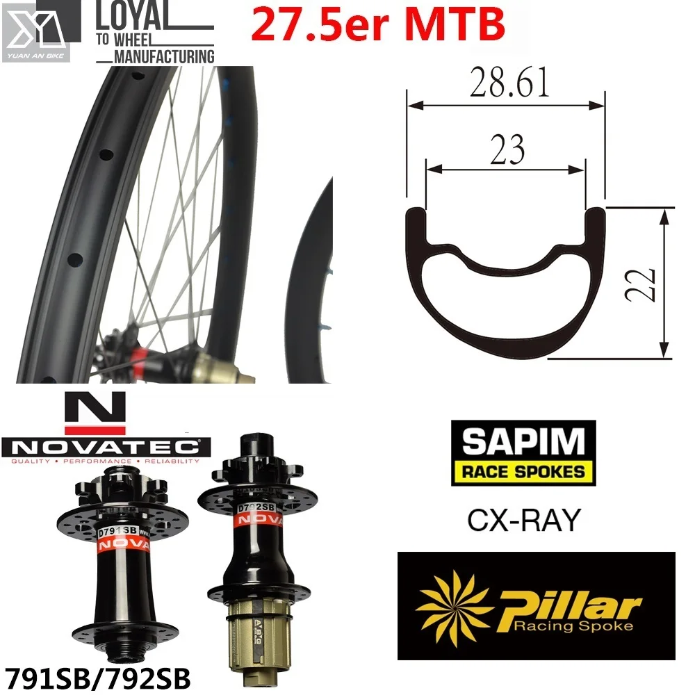 27 5 er 650B карбоновые MTB велосипедные колеса 28 мм ширина 22 61 Глубина китайский XC