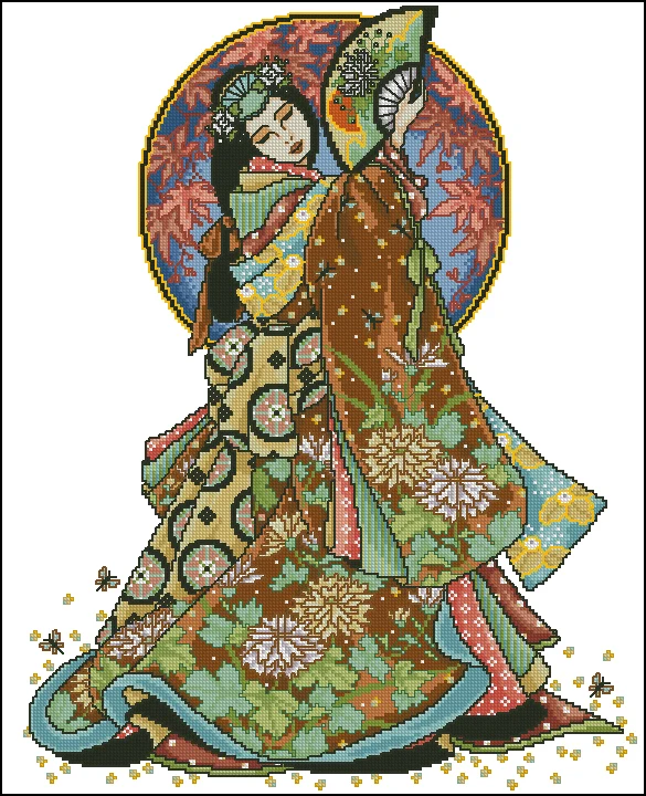 

Needlework 14CT 16CT 18CT Cross Stitch, DIY Count Cross Stitch, Embroidery Set,Ms. Oriental