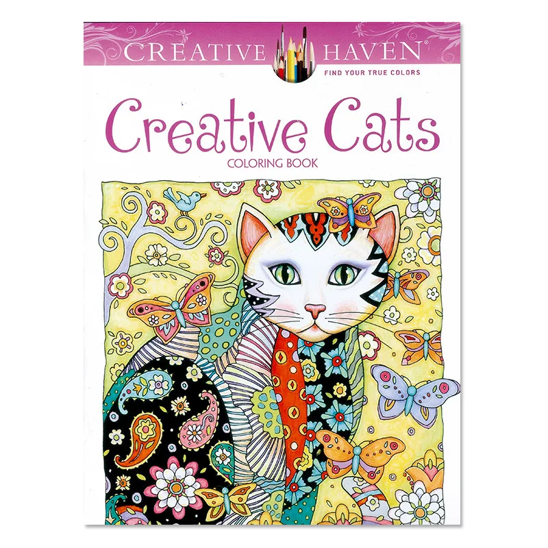 1 Uds. 24 páginas gatos creativos libro para colorear para niños adultos aliviar el estrés mata tiempo Graffiti pintura libro de dibujo artístico