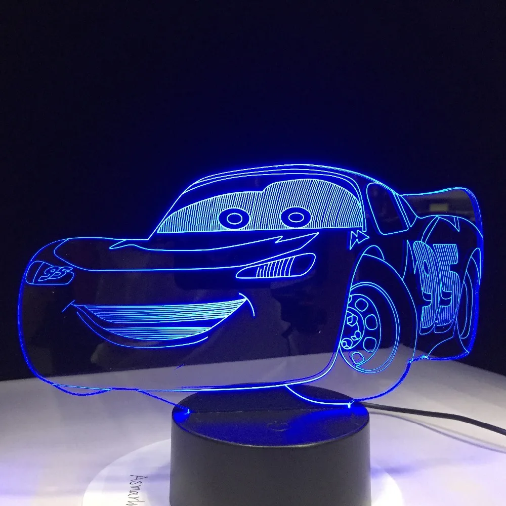 Супер автомобиль 3D ночной Светильник гоночный автомобиль USB Светодиодный настольный светильник 3D иллюзия Лампа для детей декор для спальни освещение для гостиной Прямая поставка