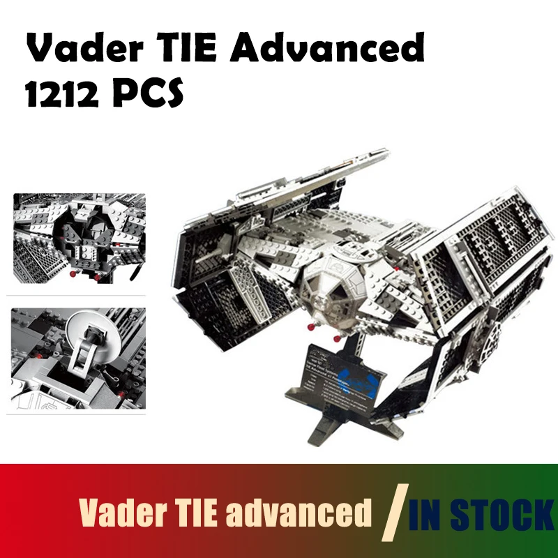 

Compatible with city Model Building Kit 05055 1212Pcs Vader TIE advanced fighter aircraft Blocks Bricks 10175 Children