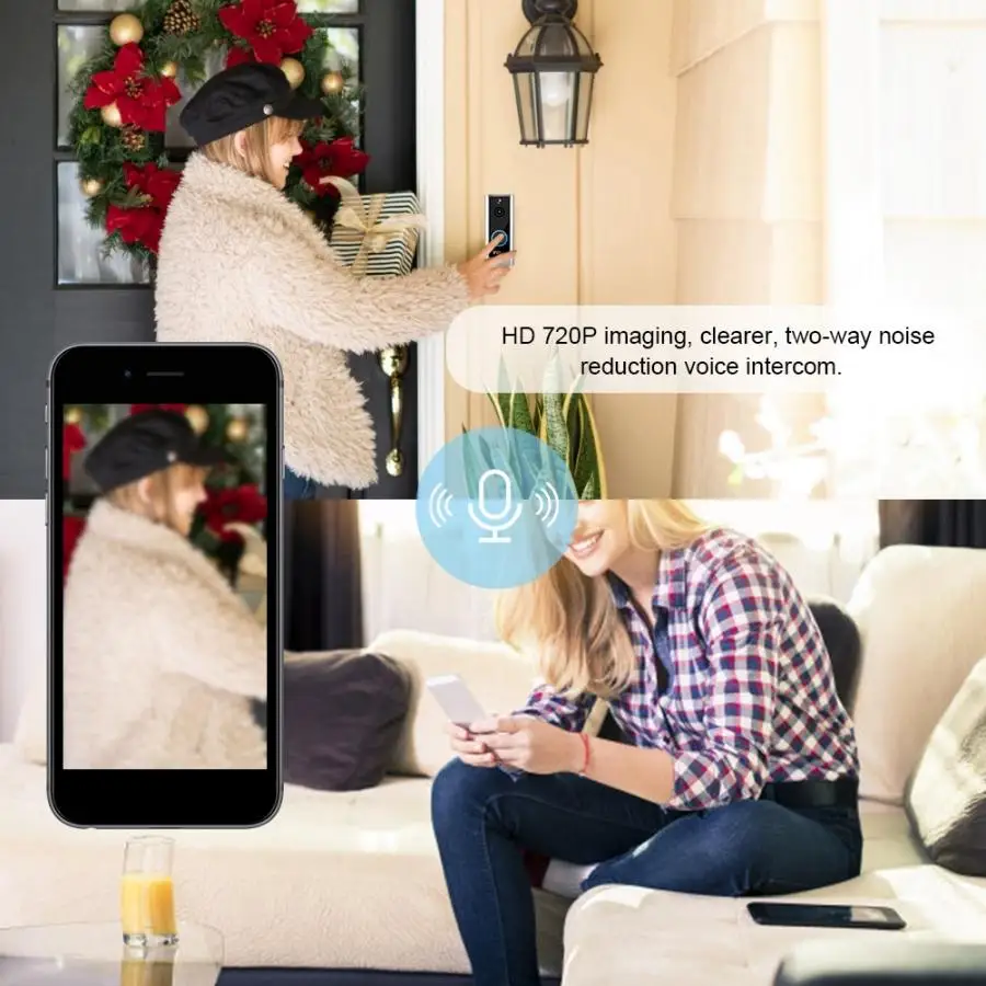 720P HD видео дверной звонок умный беспроводной WiFi безопасности дверной звонок Водонепроницаемый ночного видения Домофон