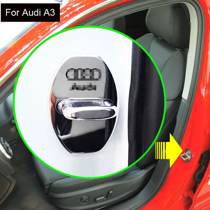 

4pcs Stainless Steel Door Lock Buckle Protective Cover For Audi A3