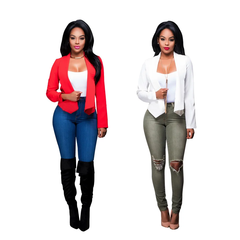 Sexy Spring and Autumn Women Blazer Long Sleeve No Button