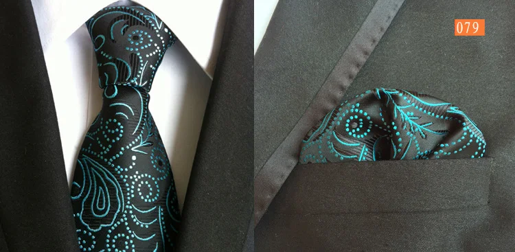 Модный Шелковый галстук 8 см, набор носовых платков, классические галстуки с цветочным узором пейсли, нагрудный Платок для мужчин, деловой Свадебный галстук зеленого синего цвета