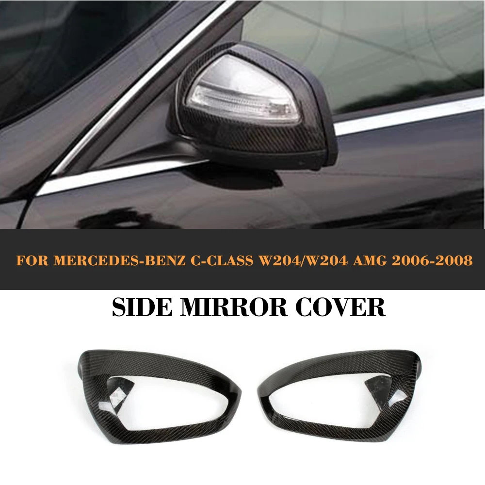 C Class Carbon Fiber Car Side Rearview Mirror Covers Caps For Mercedes
