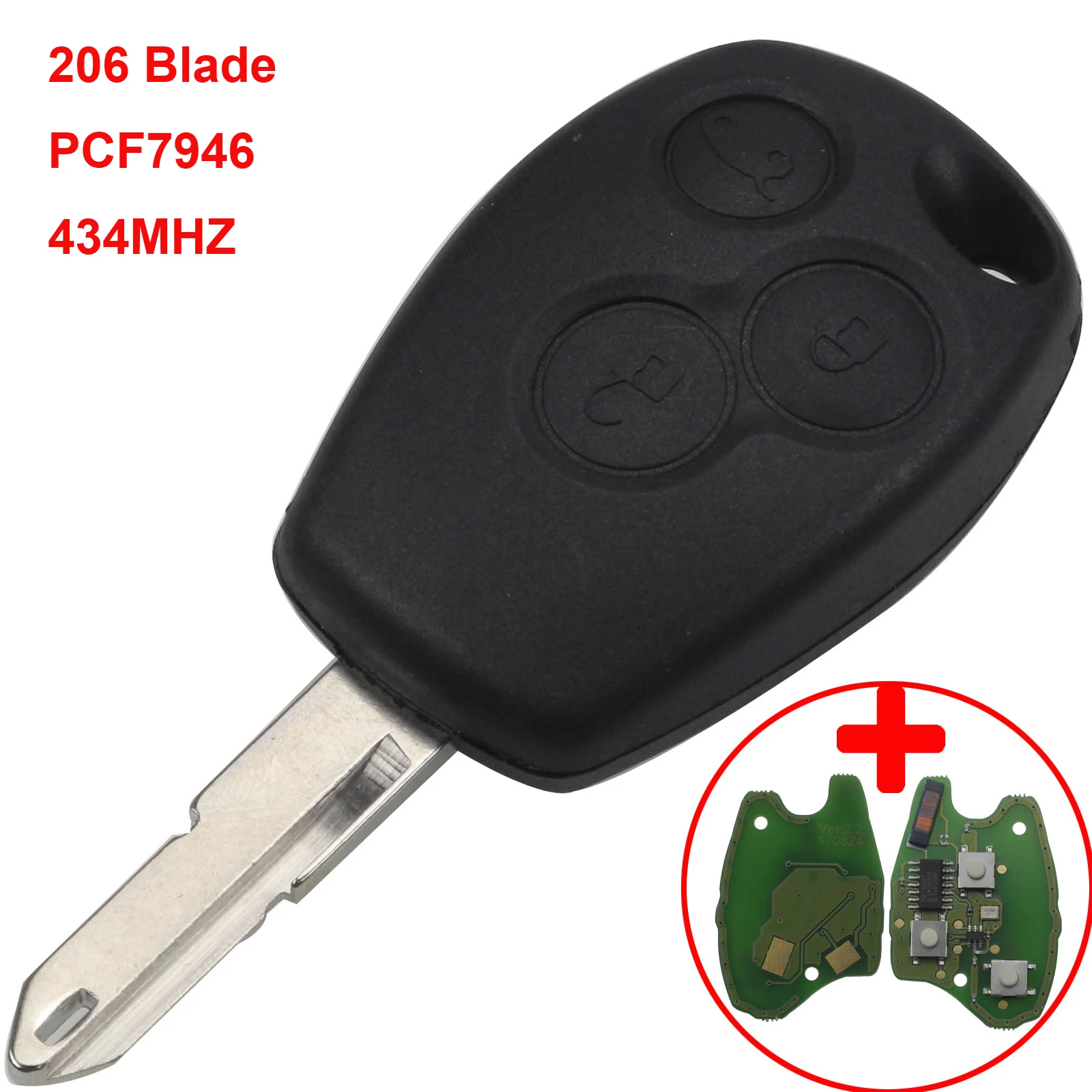 

jingyuqin 434mhz Folding Flip Remote Car Key Shell 3 Buttons PCF7946 Chip For Renault Trafic Vivaro Primastar Movano Key Case