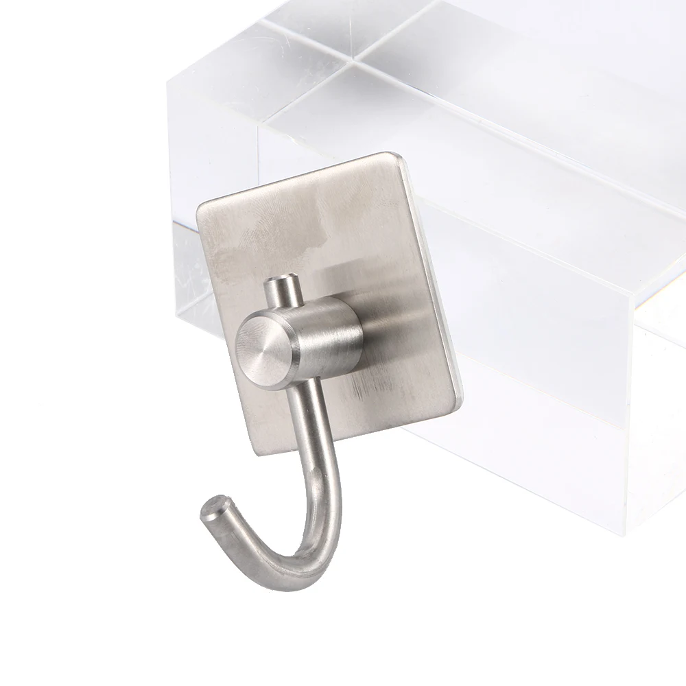 

1PC Clothes Hooks Stainless Steel Self Adhesive Hooks Key Rack Bathroom Kitchen Towel Hanger Wall Mount Bathroom Wall Hooks
