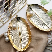 Nordic INS หรูหราถาด Gold Leaf Handmade เซรามิคเครื่องประดับขนมขบเคี้ยวตกแต่ง Desktop Home(China)