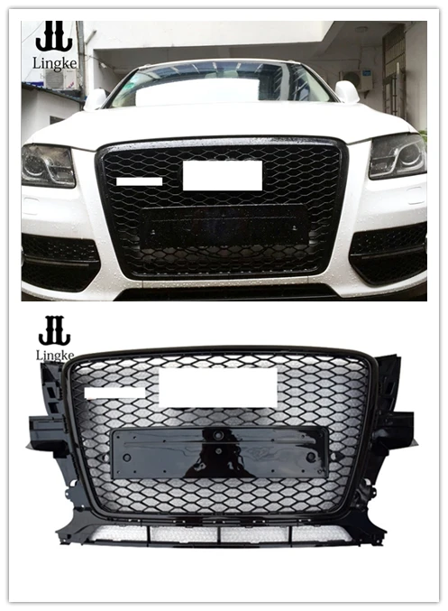 

RSQ5 Style Front Honeycomb Black Grille Grill Silver Rings For AUDI Q5 2008-2012