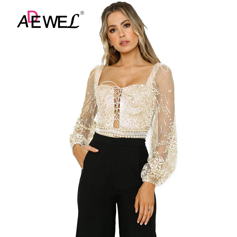 ADEWEL Princess Rhinestone Gorgeous Bodysuit Women Sexy Black Sheer Long Sleeve Deep V Body Tops Backless Bodysuits Club Wear ADEWEL Princess Rhinestone Gorgeous Bodysuit Women Sexy Black Sheer Long Sleeve Deep V Body Tops Backless Bodysuits Club Wear