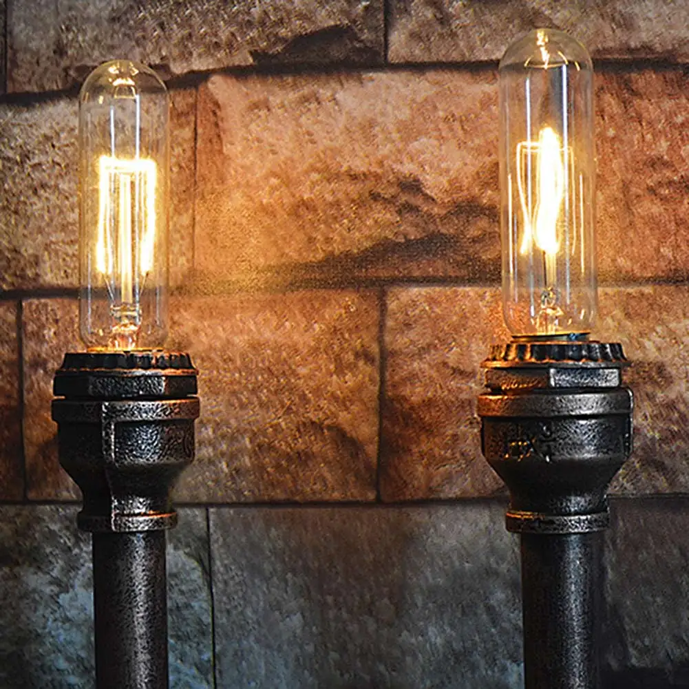 

Loft Industrial 2 lights iron rust Water pipe retro wall lamp Vintage e27 sconce lights for living room bedroom restaurant bar