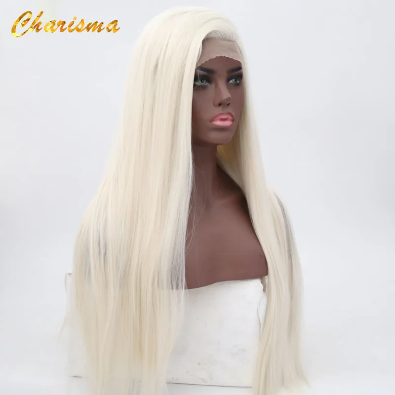 Charisma Synthetic Lace Front Wigs For Black Women White Straight Long Hair With Natural Hairline Lace Front Wig