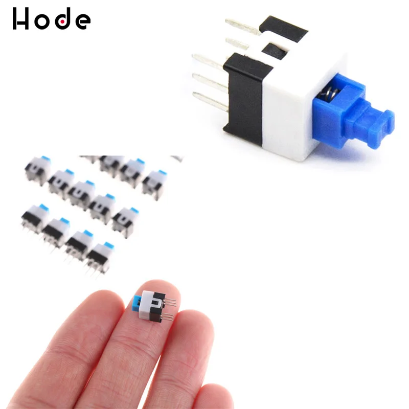 

10PCS/Lot 7X7mm 7*7mm 6Pin Push Tactile Power Micro Switch Self lock/ no lock On/Off button Latching switch