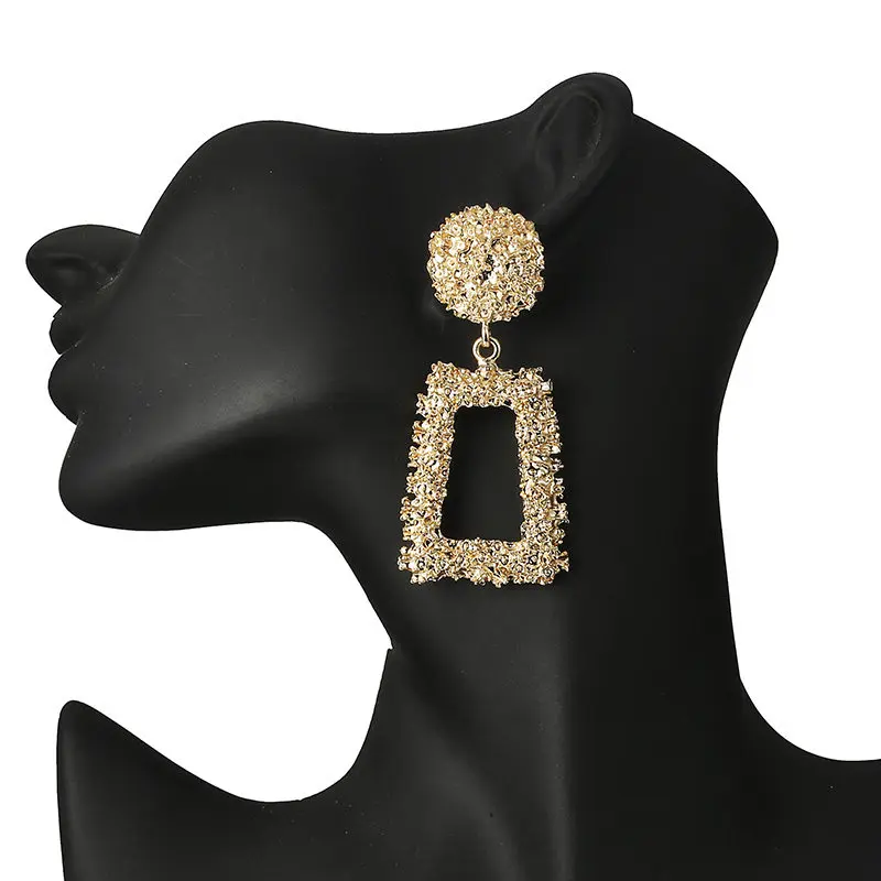 Винтажные серьги для женщин золотого цвета Геометрическая текстура металлическая подвеска серьги Модные ювелирные изделия - Окраска металла: 70jin