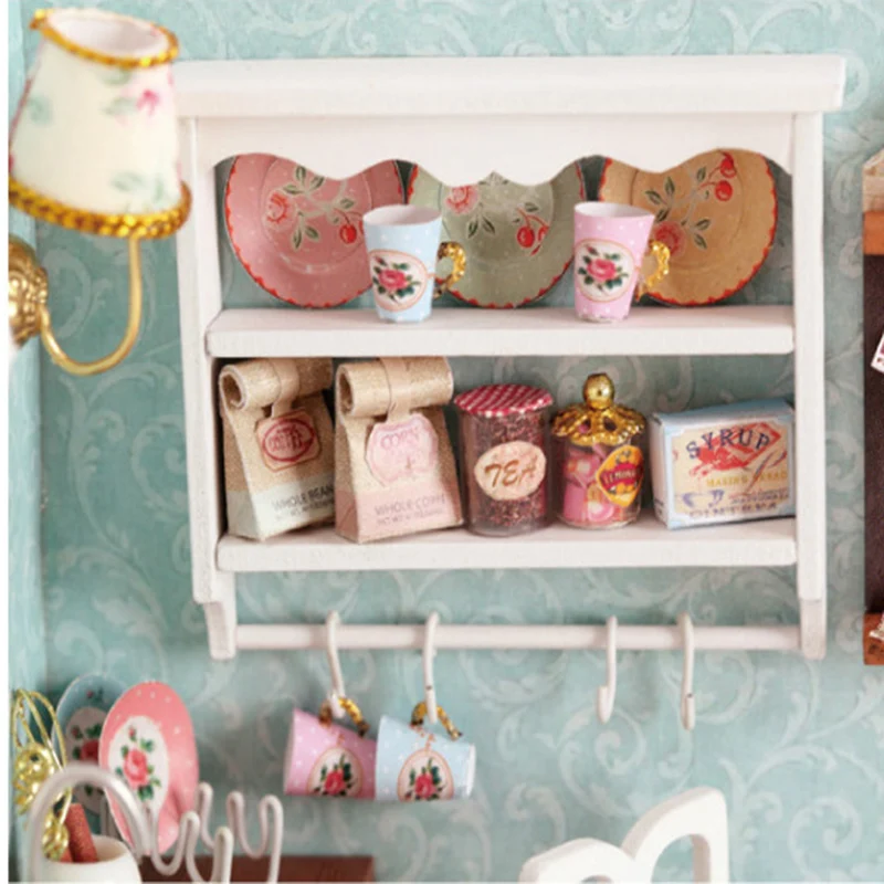 mylb Handcraft Miniature Dollhouse Happy Kitchen Model DIY Wooden Furnitures Doll House Toy funny Birthday Gifts children Kits