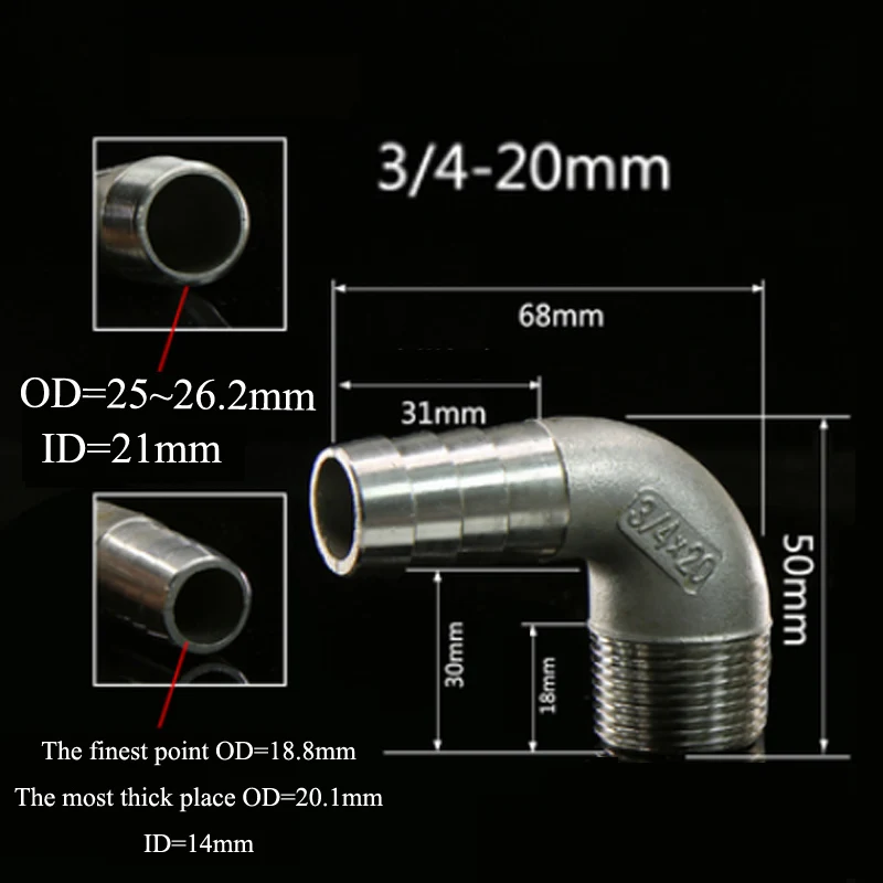 1/" 3/8" 1/" 3/4" " BSPT Мужской x 8/10/12/25 мм шланг хвост Barb 90 градусов локоть 304 нержавеющей трубы разъем воды газойль