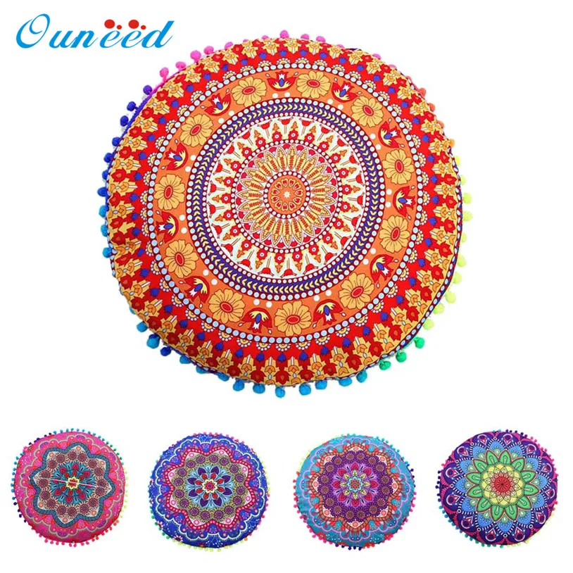 

Indian Mandala Floor Pillow Case Tassel Print Throw Round Pouf Cushion Cover u70706
