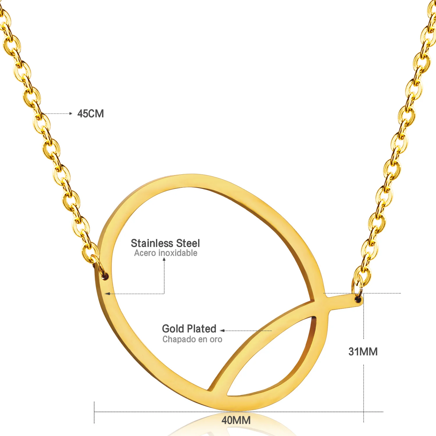 Роскошное ожерелье из нержавеющей стали 26 с подвеской в виде алфавита, арабское ожерелье, индивидуальное Золотое Ювелирное колье - Окраска металла: Q