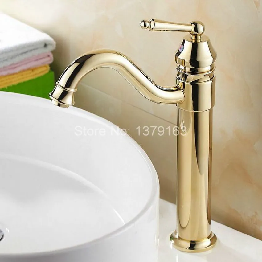 

Single hanlde Modern Gold Plated Brass Kitchen Sink Faucet Single Lever Mixer Tap Swivel Spout agf055