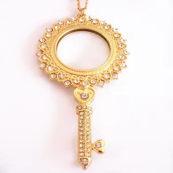 

Retail & Wholesale Gold Silver Glitter Rhinestone Heart Key Magnifier Magnifying Glass Monocle DIY Sewing Needlework