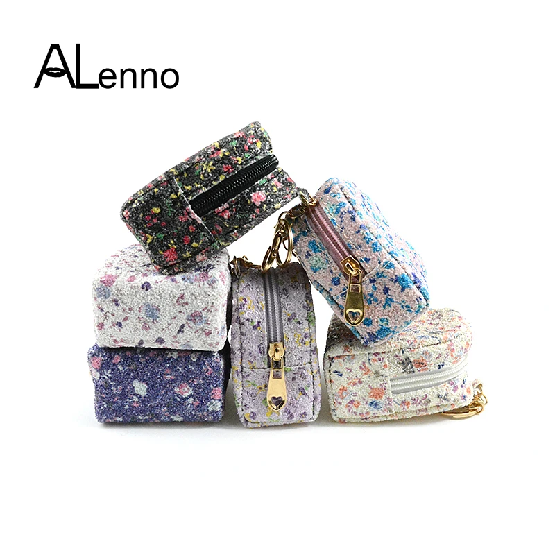 

6Color Cute Printing Mini Backpack Leather Wallet Bag Keychains For Women Pendant Accessories For Bag Key Car Suspension Jewelry