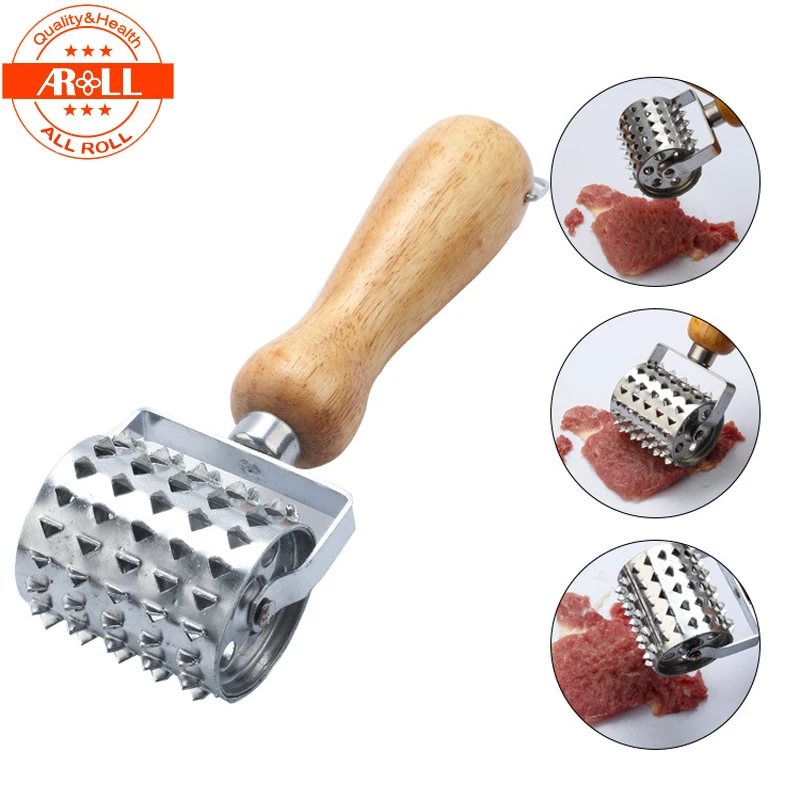 Нержавеющая сталь Мясо Tenderizer молоток с деревянной ручкой для стейка Гамбургер