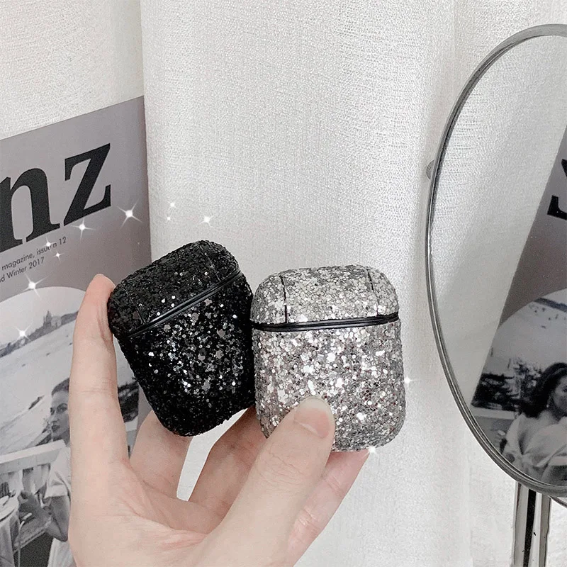 

Luxury Glitter sequins Case for AirPods Protective Cover Bluetooth Wireless Earphone Leather Bag for Apple Airpods Charging Capa